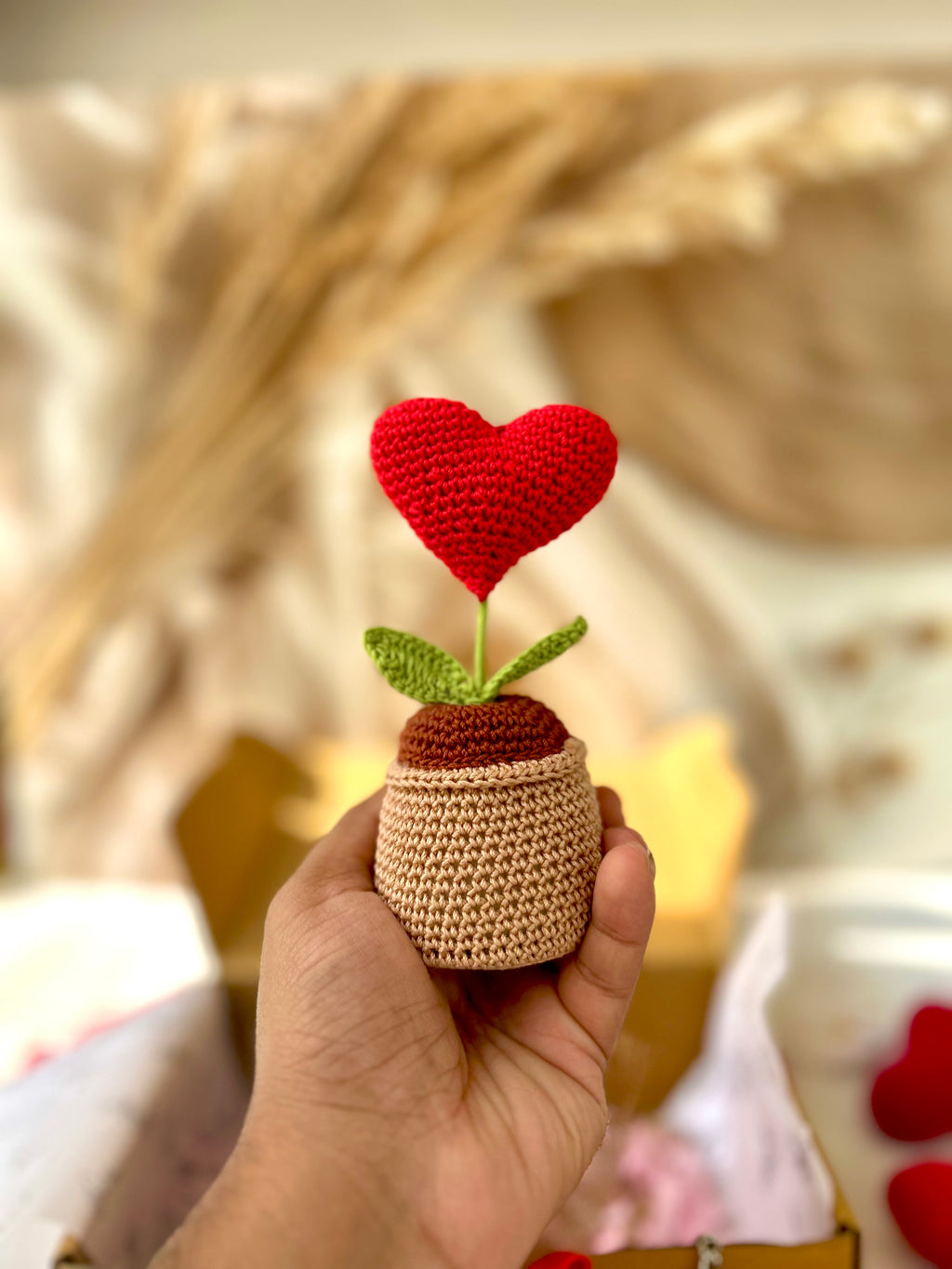 Blooming Heart Crochet Pot