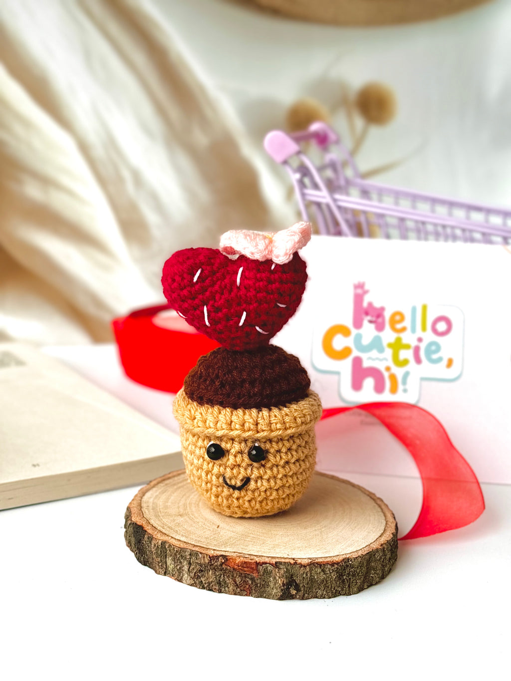 Crochet Cactus Heart Pot