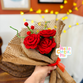 Timeless Red Rose Crochet Bouquet