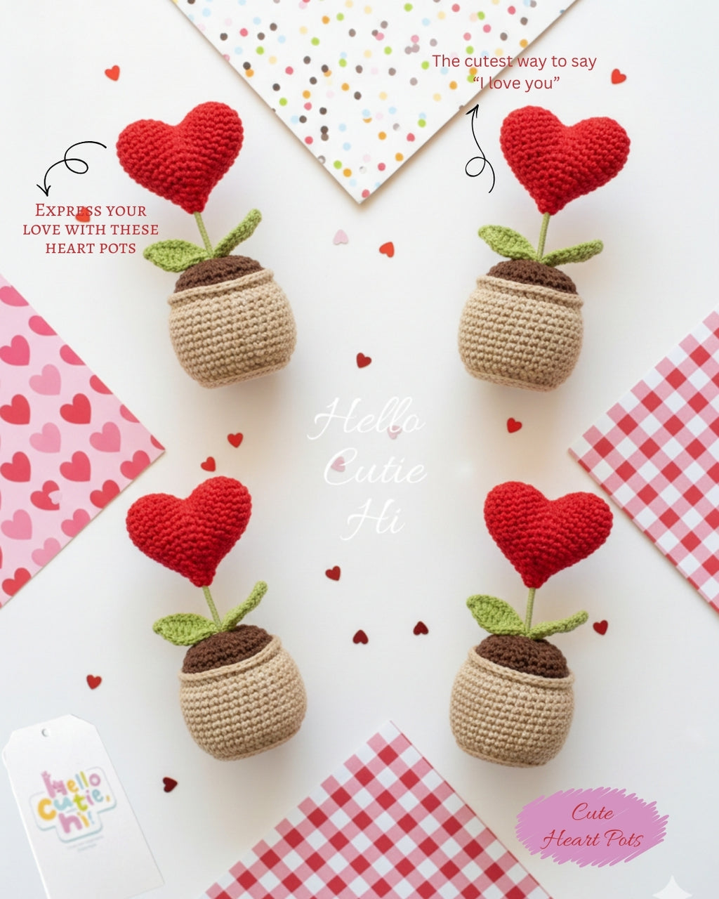 Blooming Heart Crochet Pot