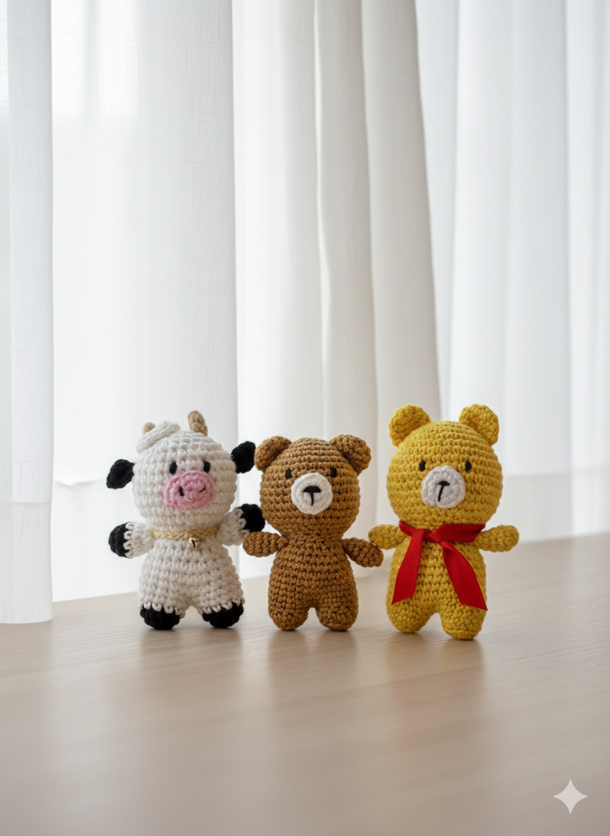 Handmade Crochet Buddy Combo (Set of 3)