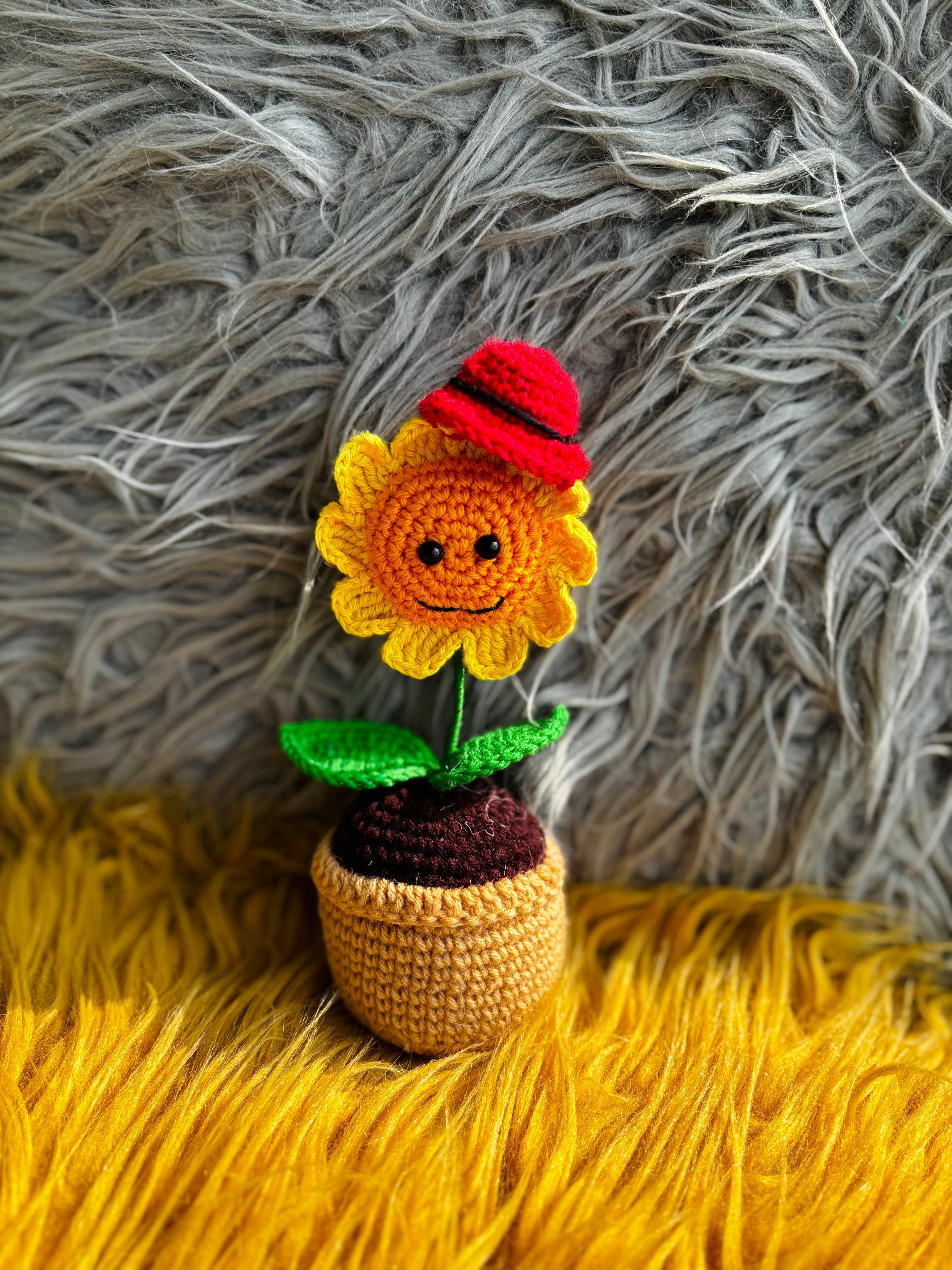 Crochet Sunflower in a Pot