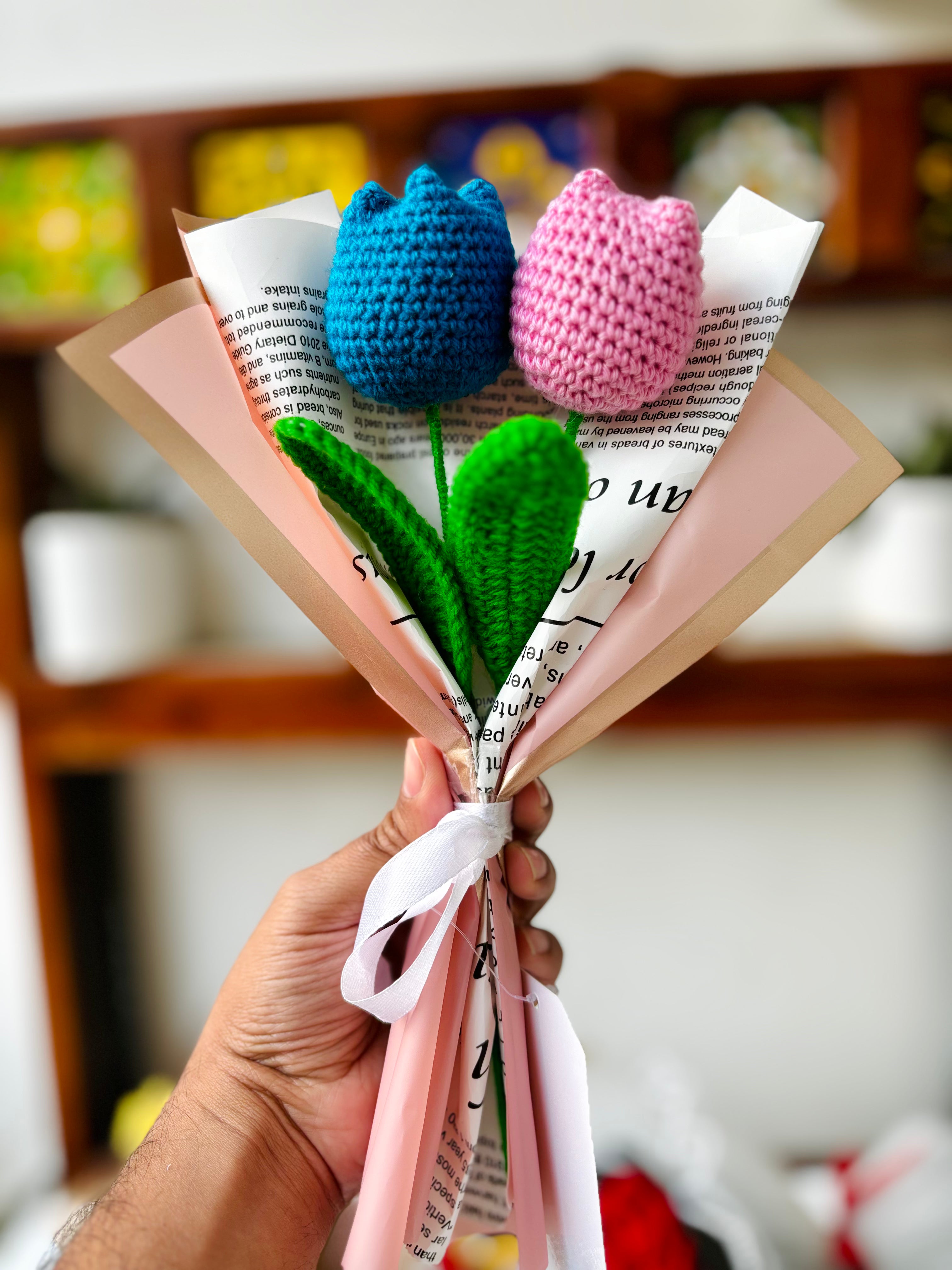 Tulip Duo Delight Crochet Bouquet