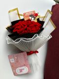Pearl Wrapped Everlasting Love Crochet Rose Bouquet