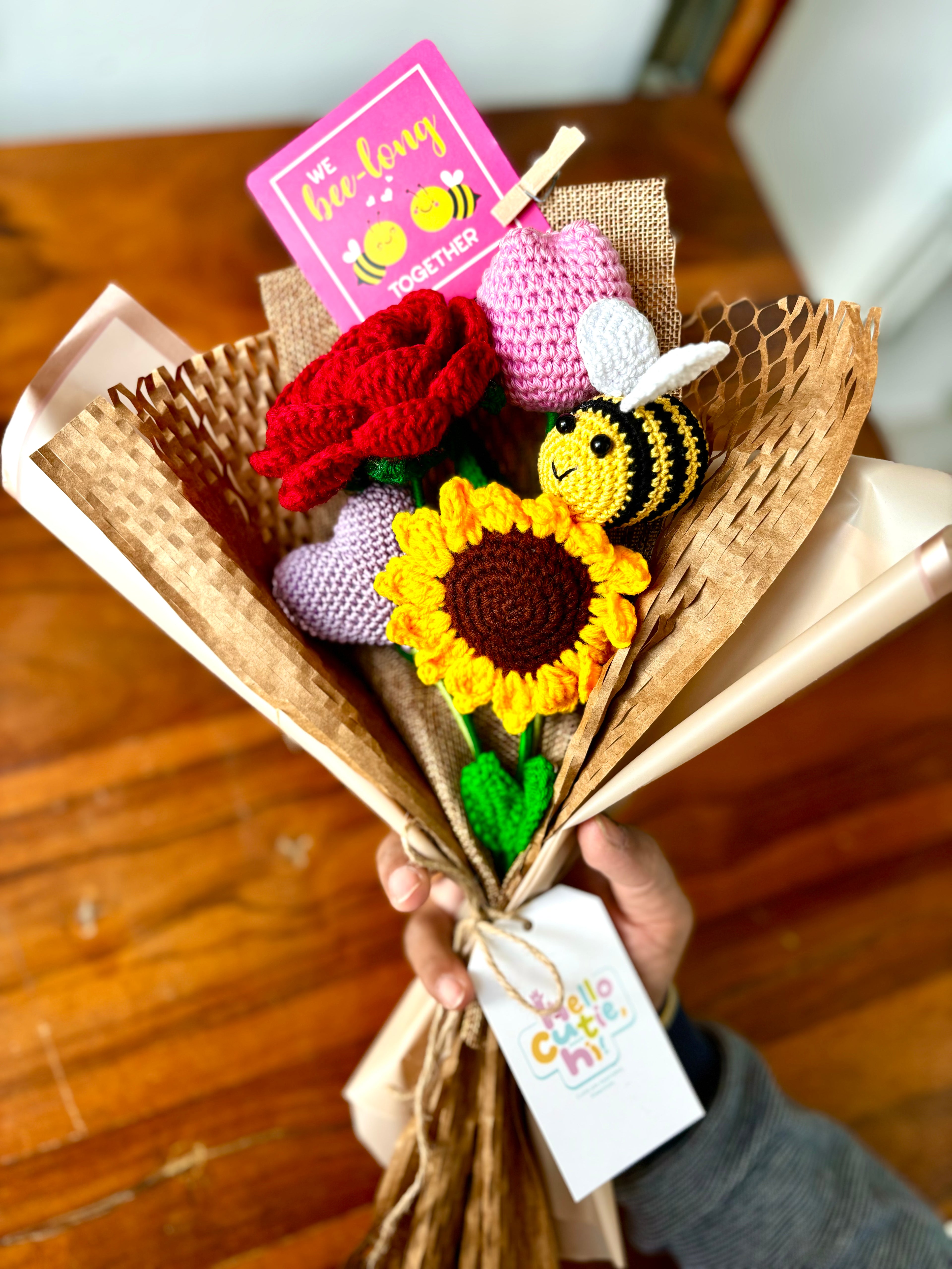 Bee-Loved Crochet Flower Bouquet