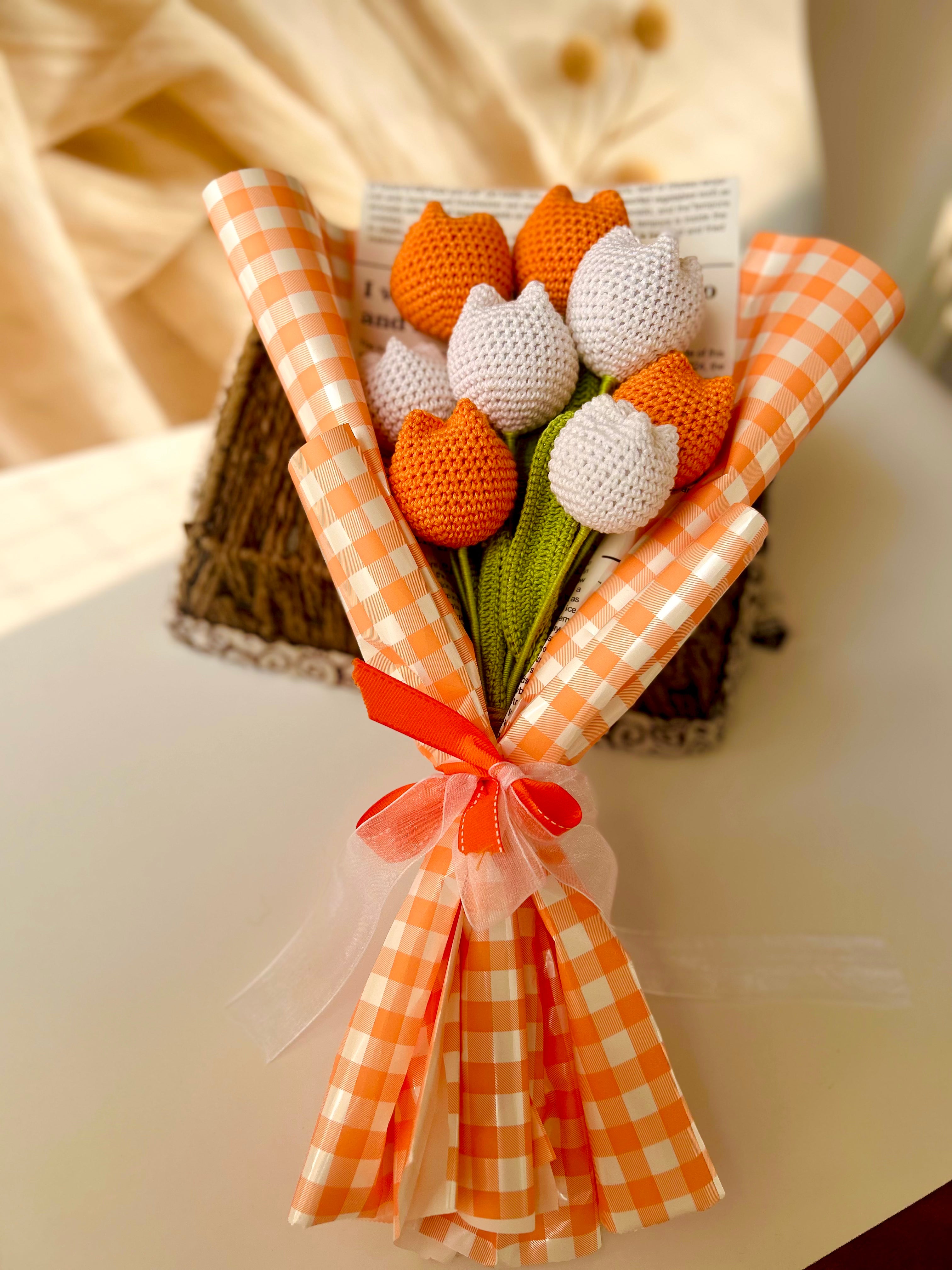Warm Hues Crochet Tulip Bouquet
