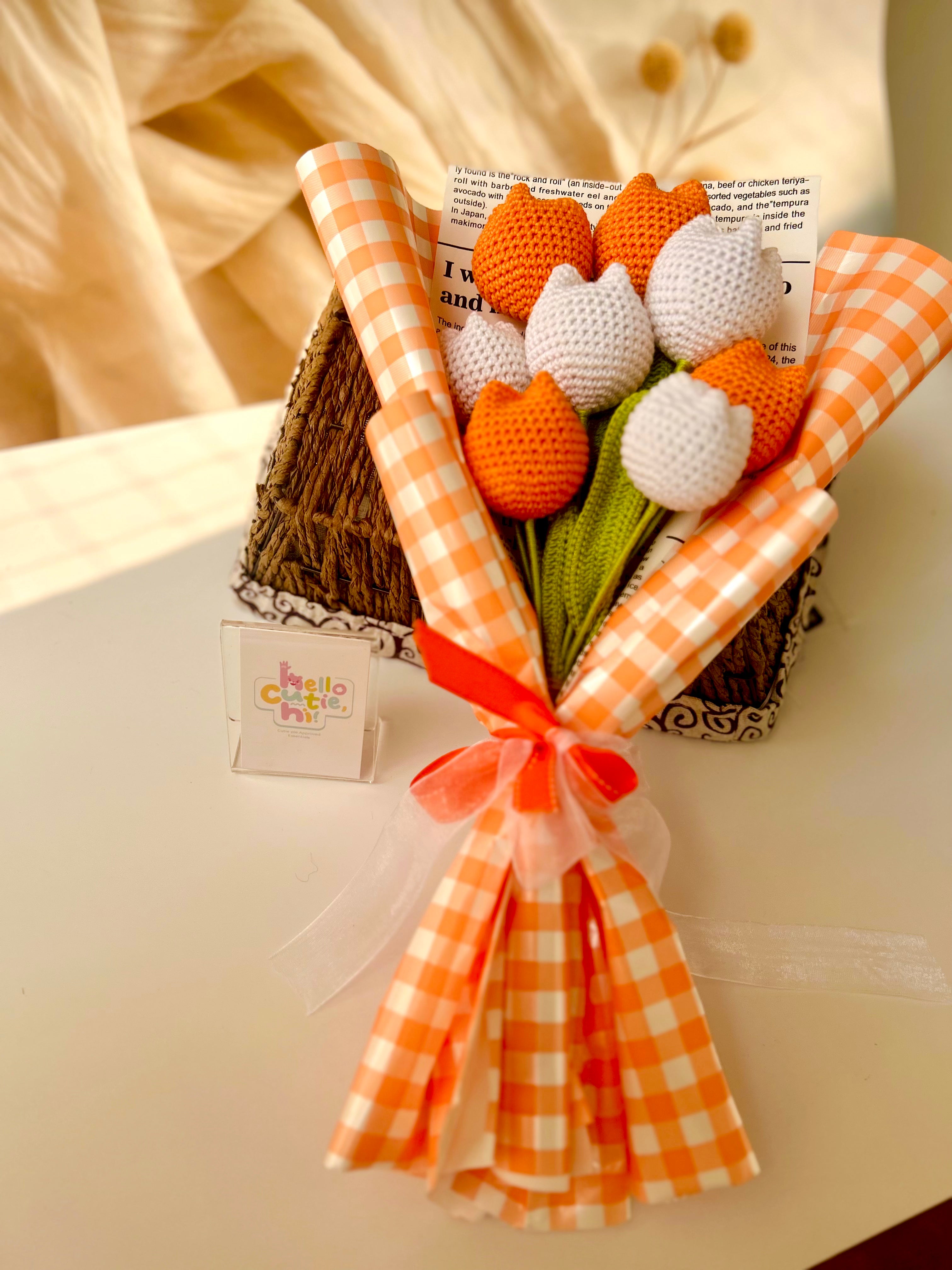 Warm Hues Crochet Tulip Bouquet