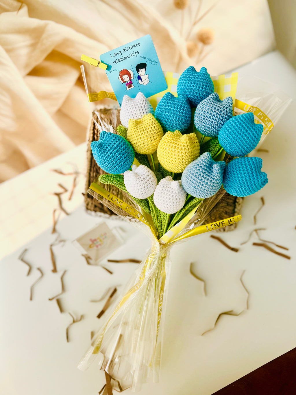 Sunshine & Sky Crochet Tulip Bouquet