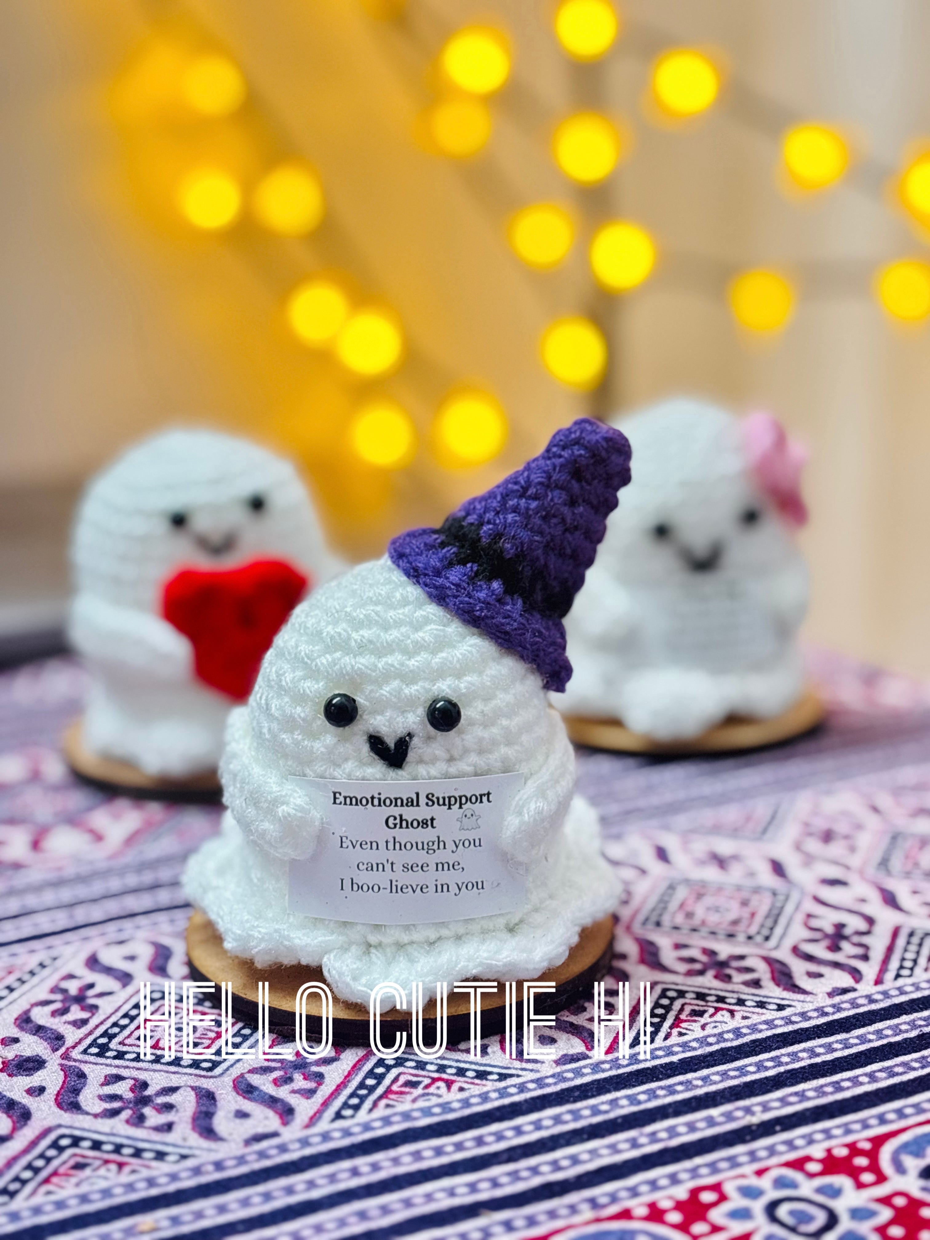 Emotional Support Crochet Ghost Desk Buddy