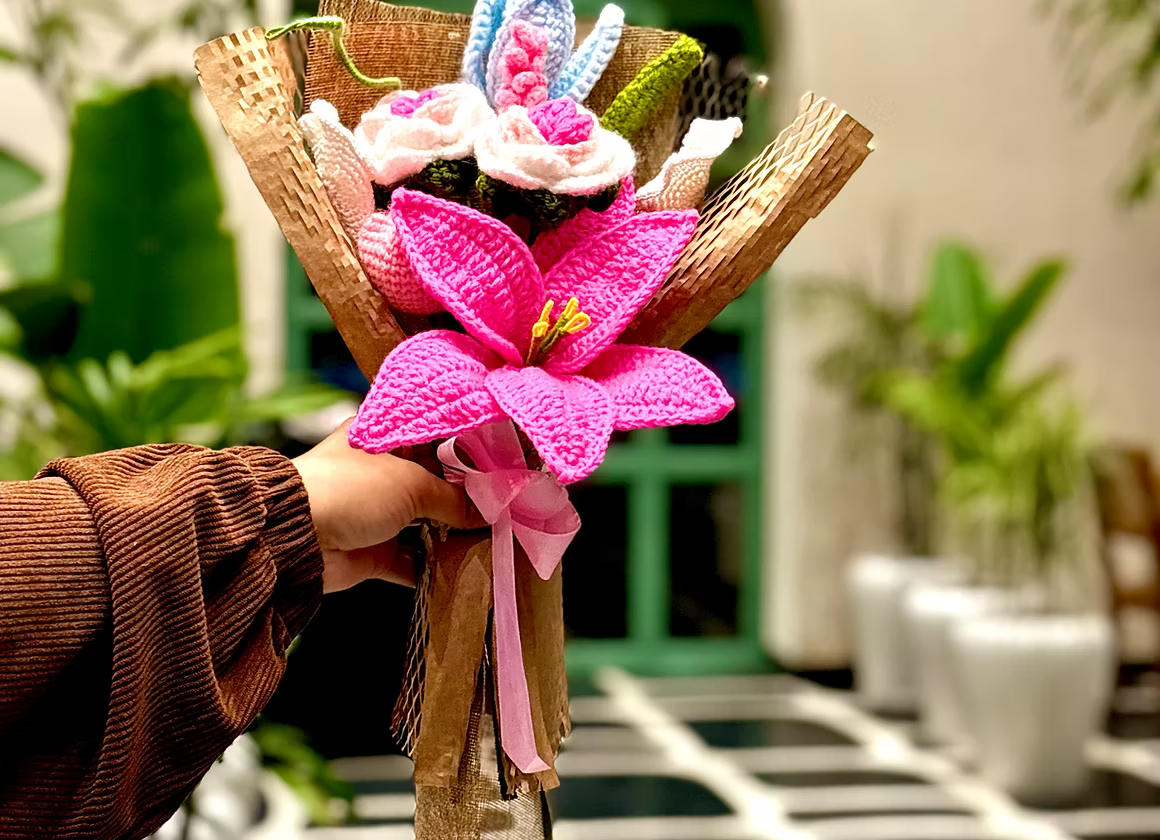 Blush Bloom Crochet Bouquet