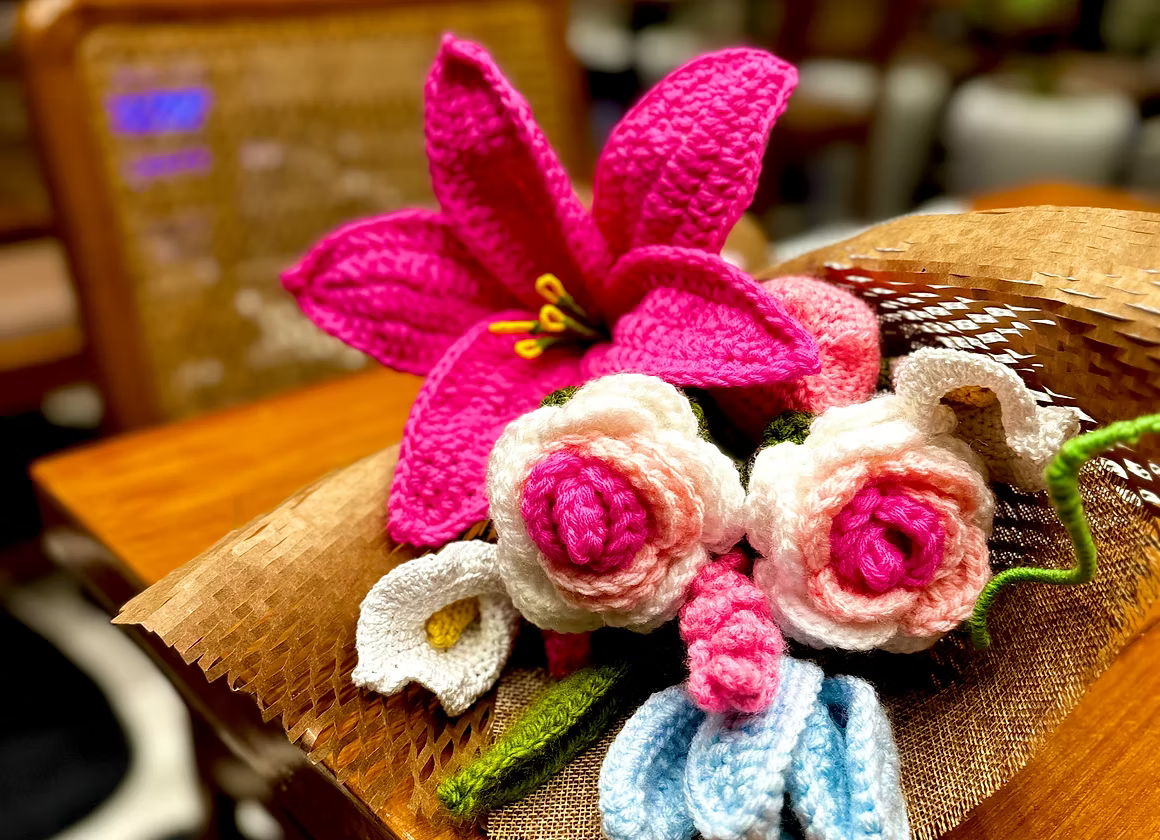 Blush Bloom Crochet Bouquet